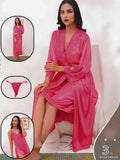 The SilkyNights Luxury 3-Piece Satin Robe & Slip Set