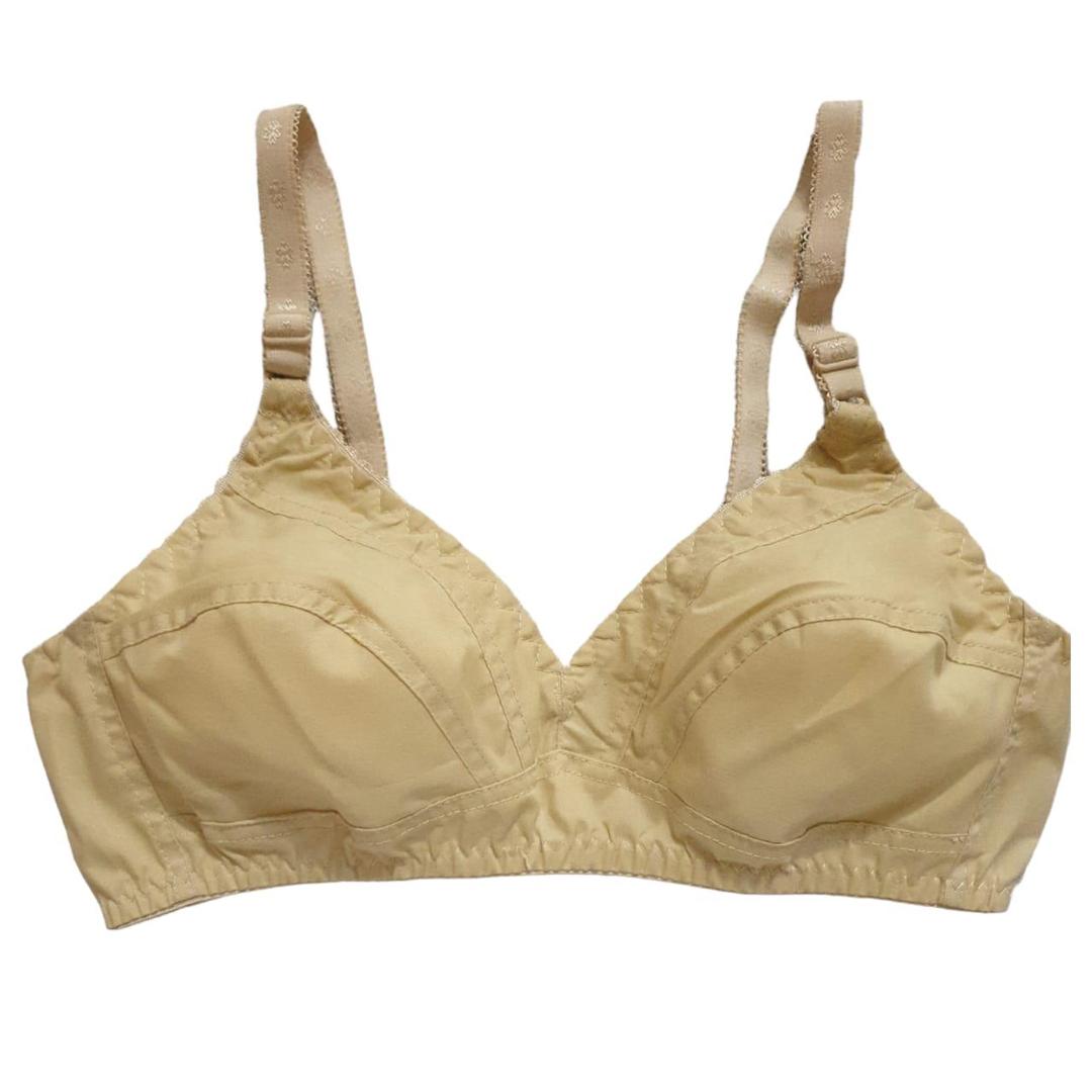 Beige bra on a white background