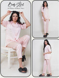 Malmal Blush Lips Silk Button-Down Pajama Set