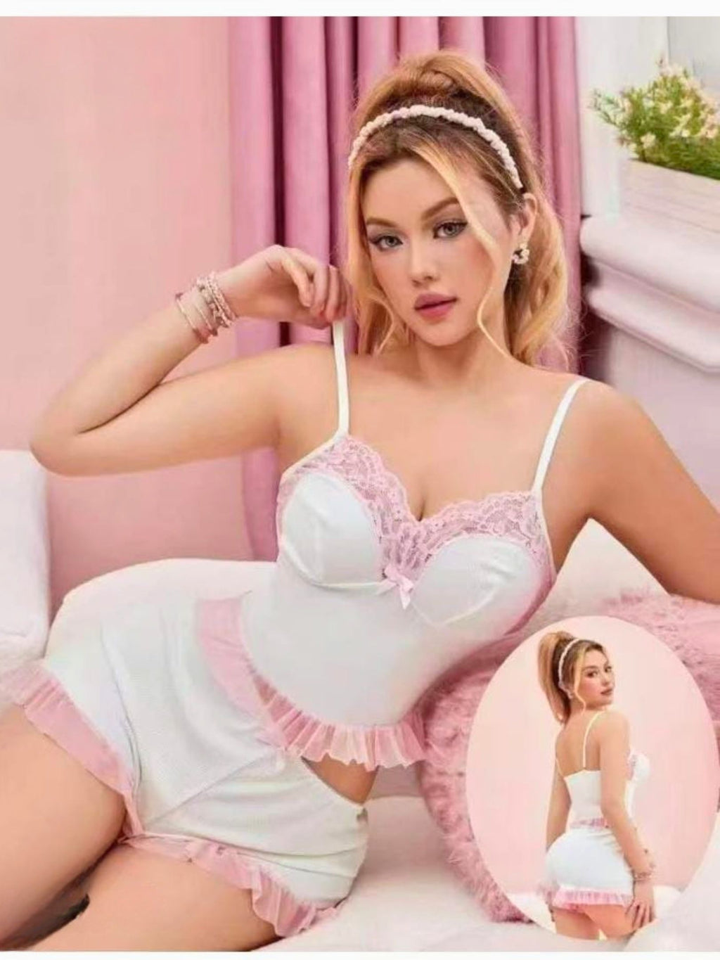 The Angelic Blush Cami & Ruffle Shorts Set