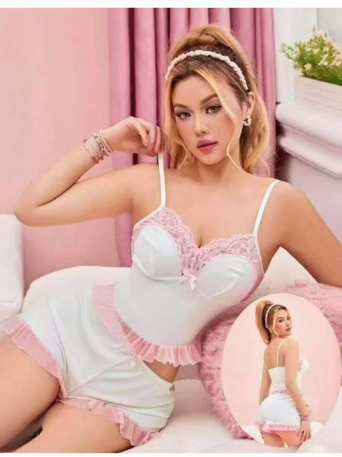 The Angelic Blush Cami & Ruffle Shorts Set
