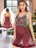 Venetian Lace Fur-Trim Babydoll