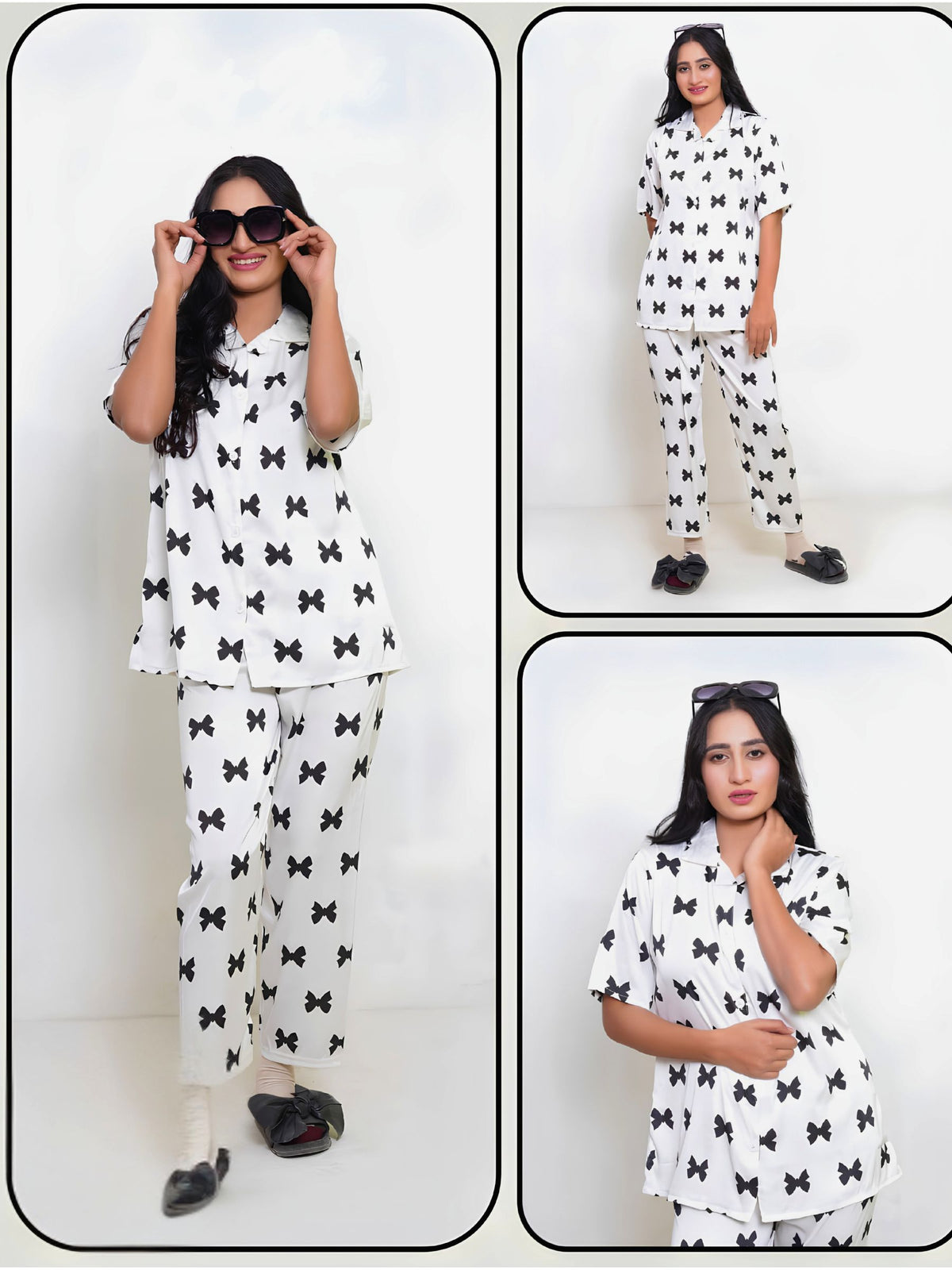 Malmal Retro Butterfly Silk Pajama Set