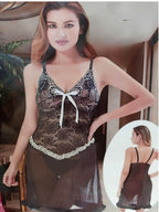 Venetian Lace Fur-Trim Babydoll
