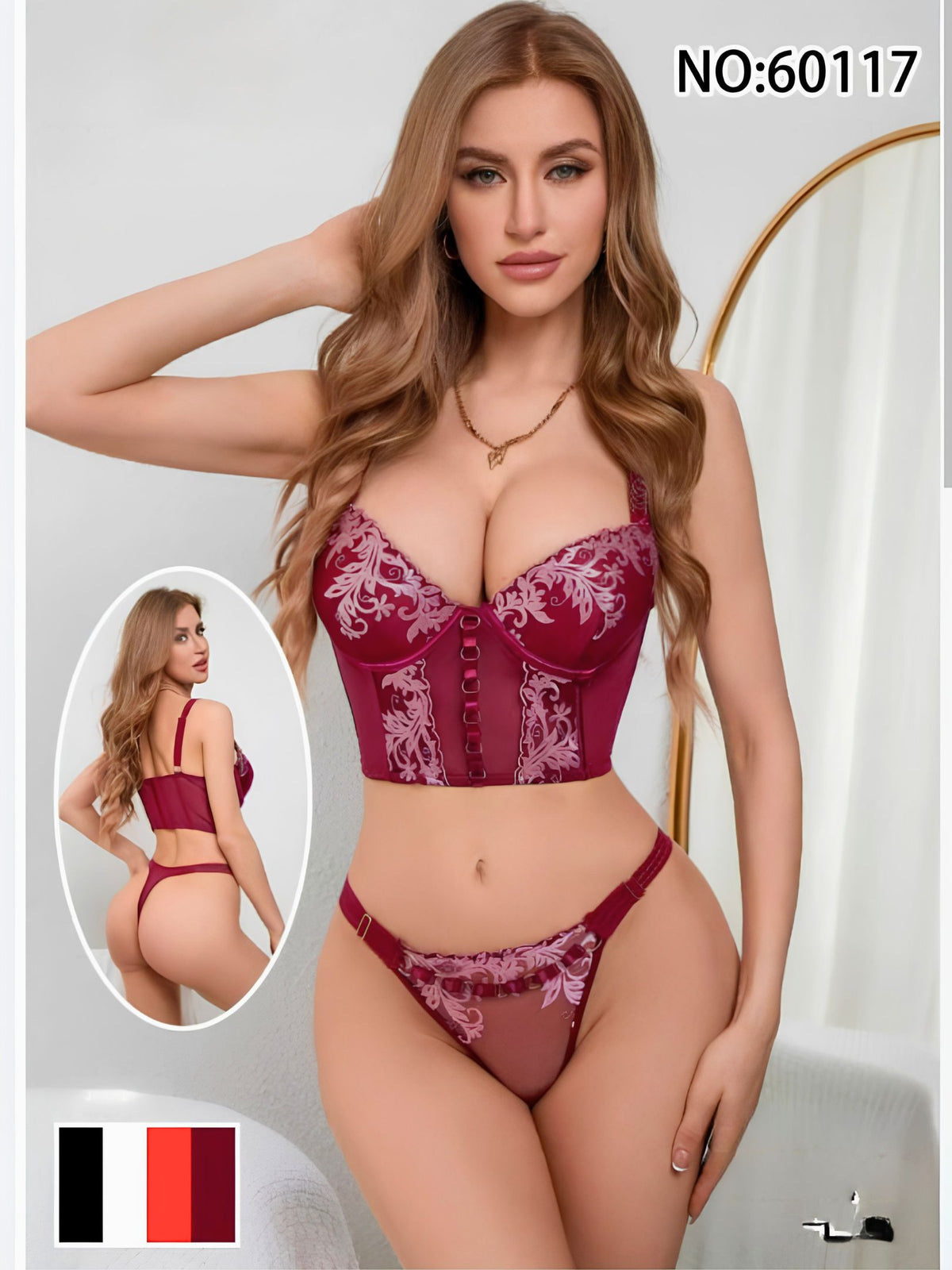 The Rosewood Corset & Thong Set