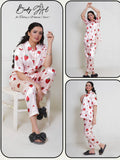 Malmal Soft Strawberry Silk Button-Down Pajama Set